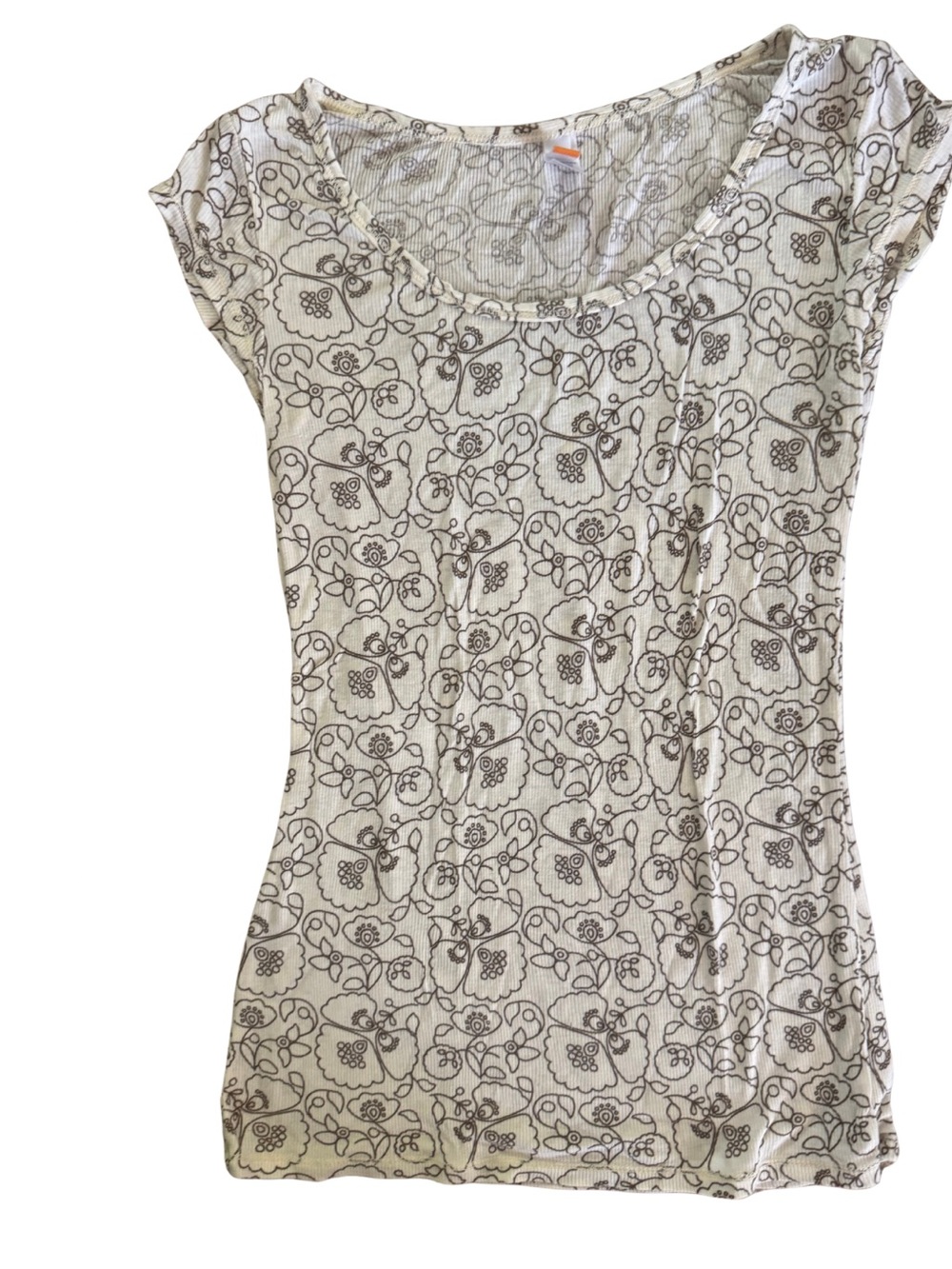 Lucy Cream Floral Scoop Neck Short Sleeve Tee
